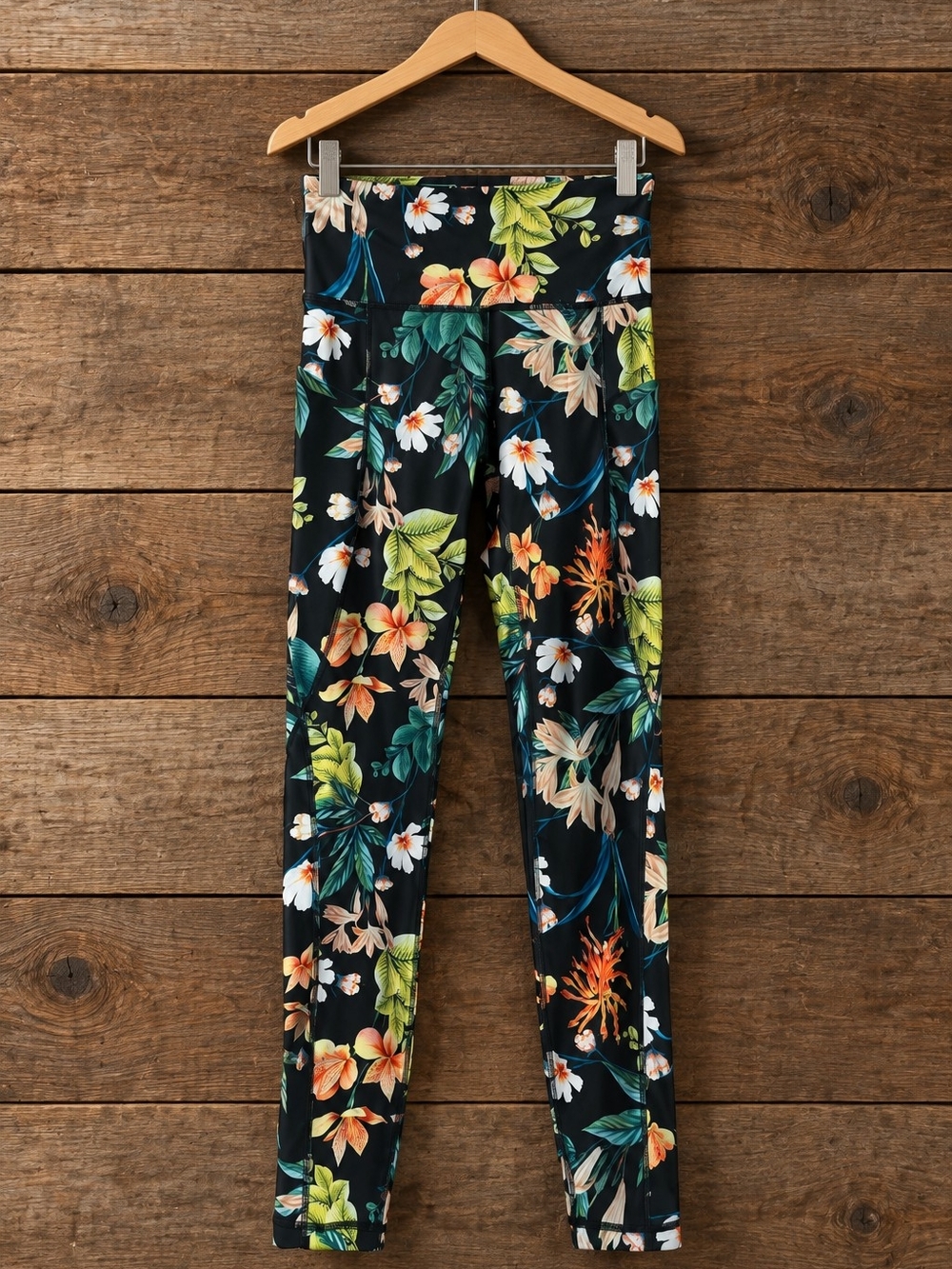 Tropical Floral Print Leggings - NEW Size Small